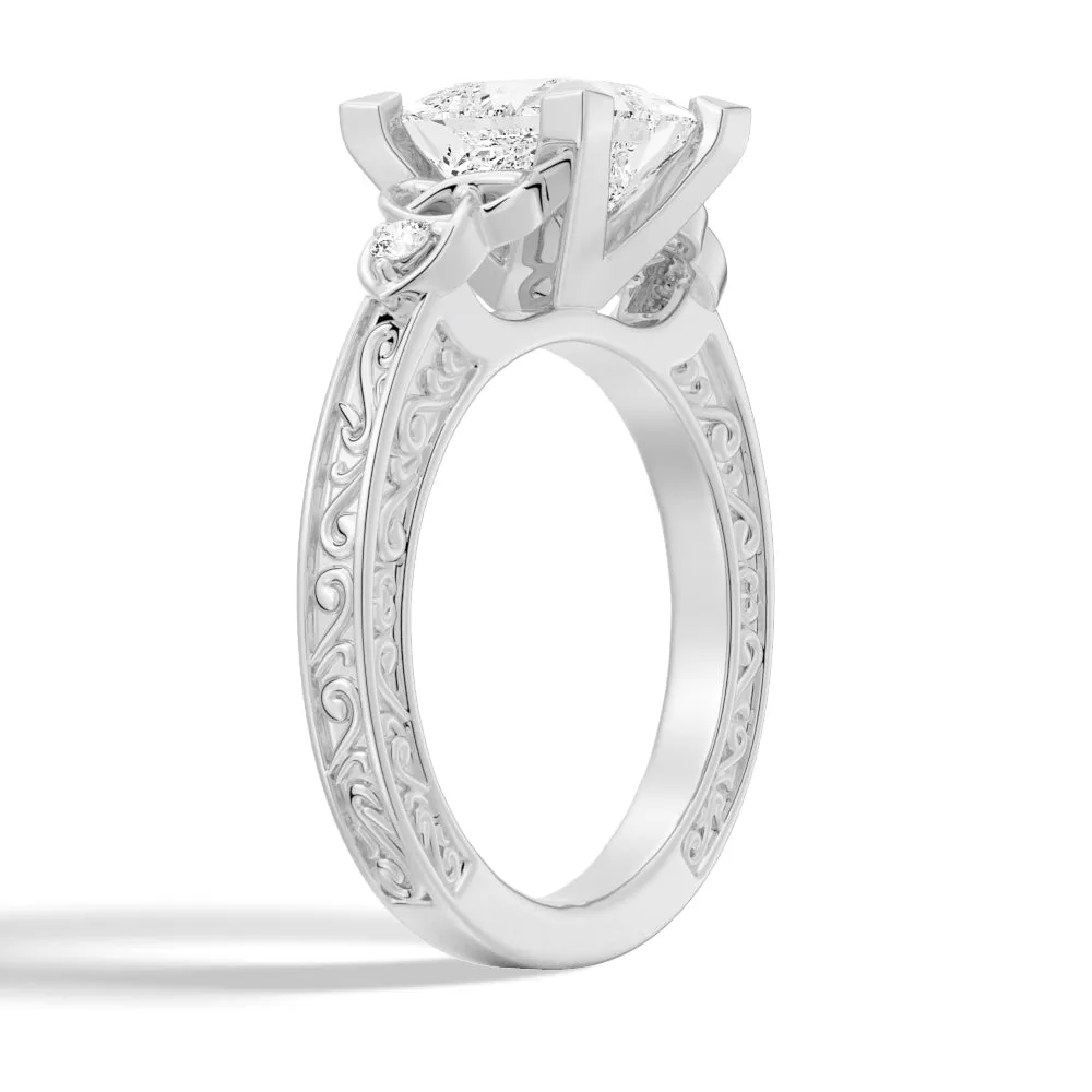 Vintage Celtic Knots Design Princess Cut Moissanite Engagement Ring sold by MSBLUE Jewelry product image thumbnail 4