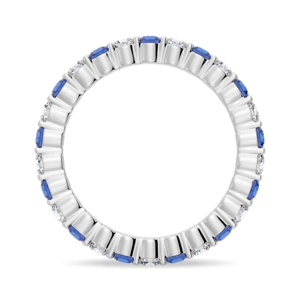 Prong Set Blue Sapphire and White Sapphire Eternity Wedding Band sold by MSBLUE Jewelry product image thumbnail 4