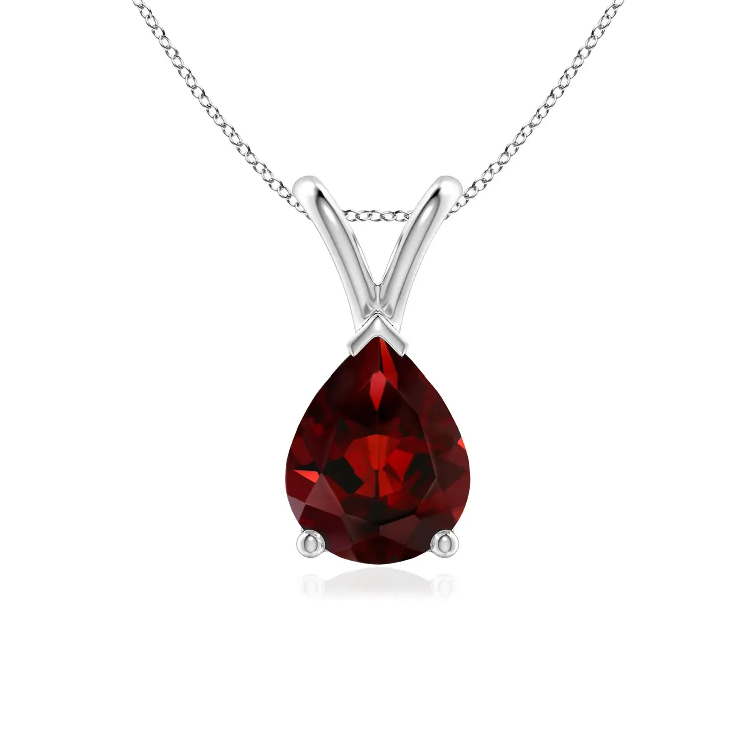 1 CT. Pear Shape Garnet Solitaire V-Bale Pendant sold by MSBLUE Jewelry