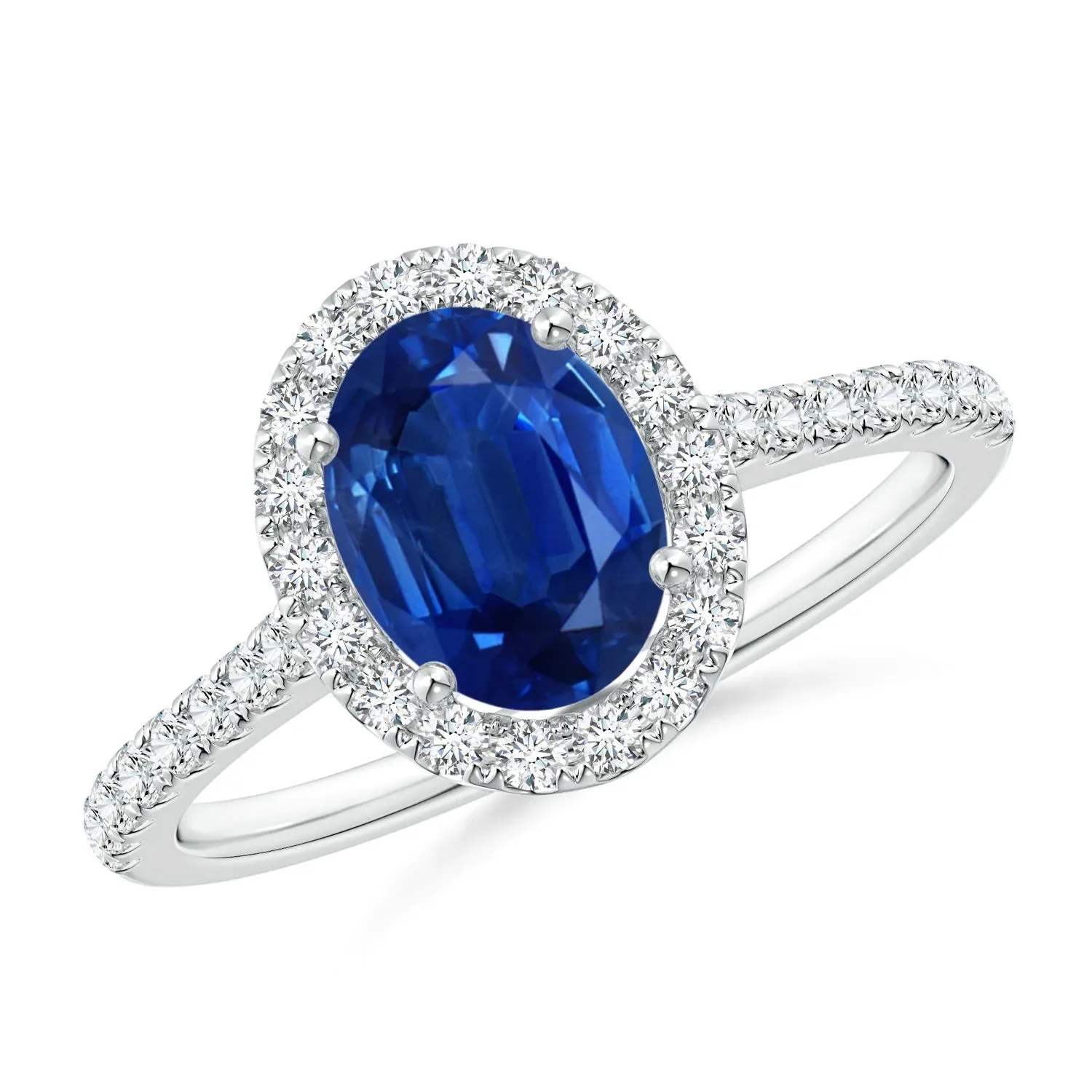 2 CT. Oval Sapphire with Classic Halo Ring sold by MSBLUE Jewelry