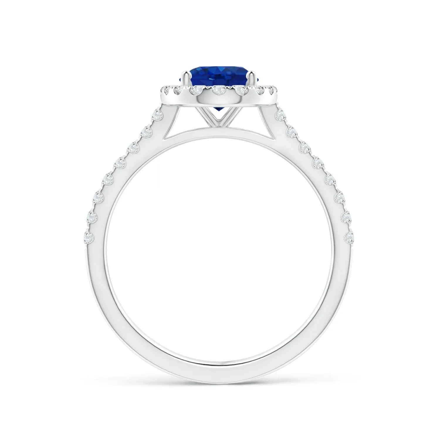 2 CT. Oval Sapphire with Classic Halo Ring sold by MSBLUE Jewelry product image thumbnail 2