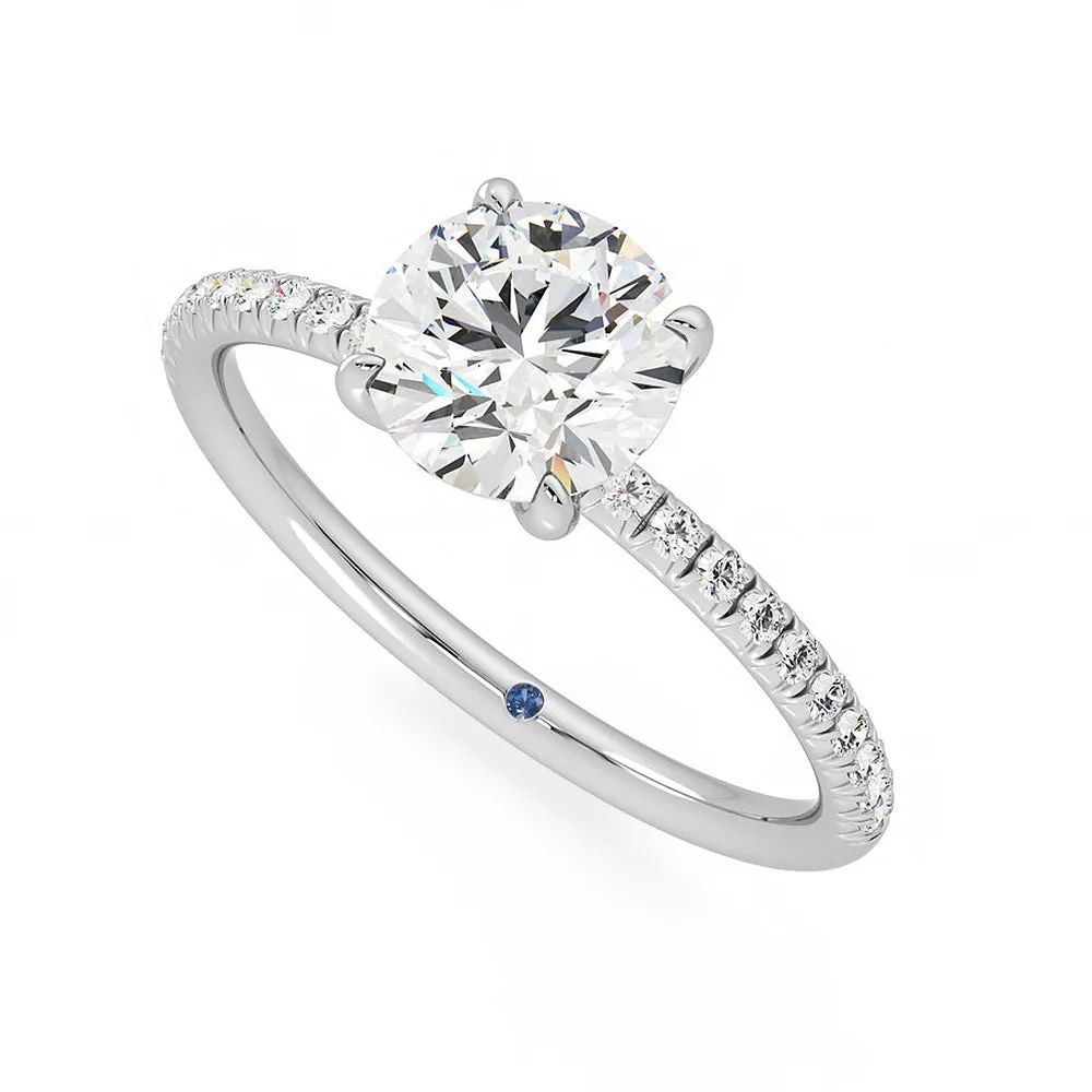 Four Prong Round Moissanite Engagement Ring with Hidden Anniversary Stone Accent sold by MSBLUE Jewelry product image thumbnail 2