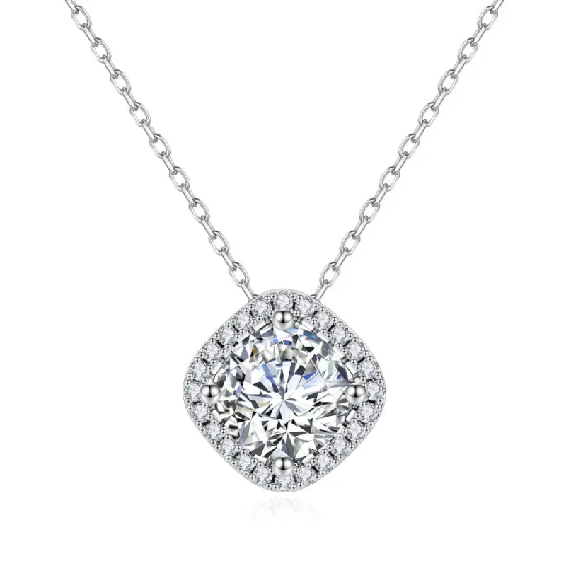 1 CT. Luxury Square Halo Moissanite Necklace sold by MSBLUE Jewelry