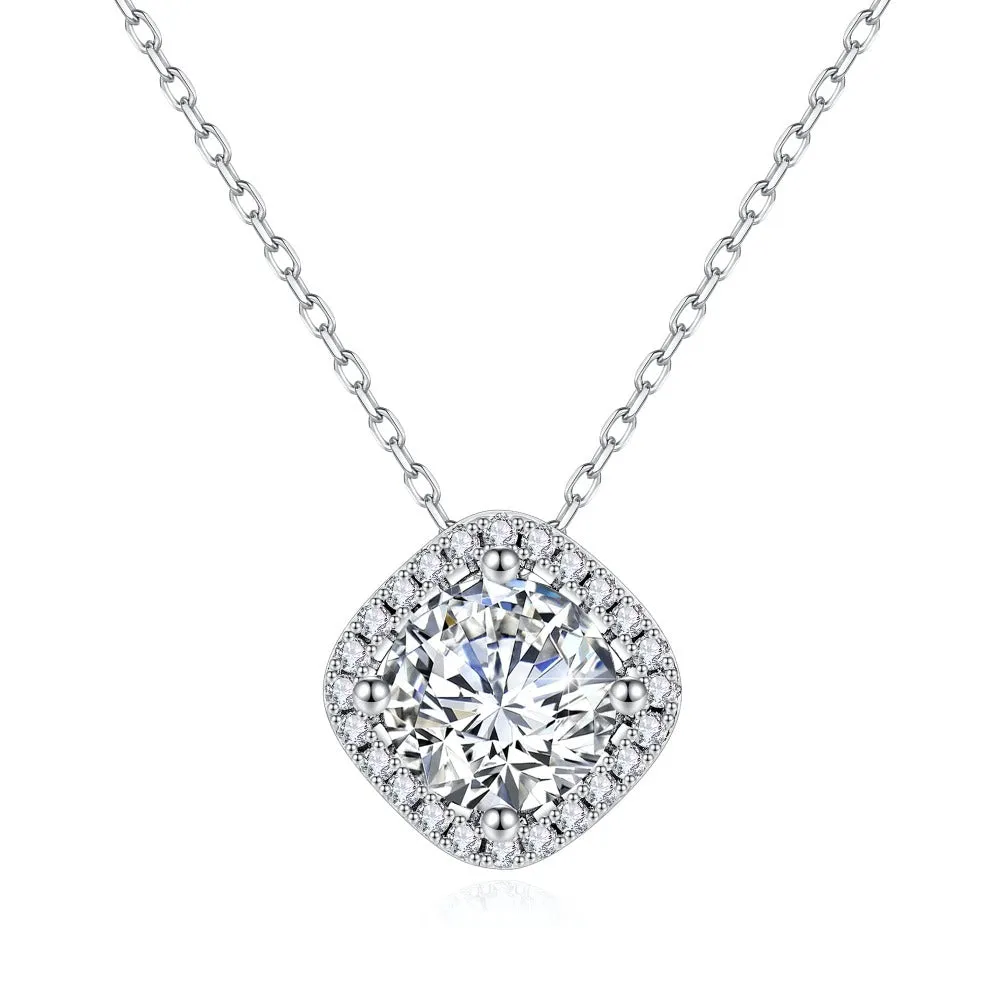 1 CT. Luxury Square Halo Moissanite Necklace sold by MSBLUE Jewelry