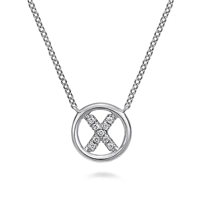 Round Pavé Initial X Pendant Necklace sold by MSBLUE Jewelry