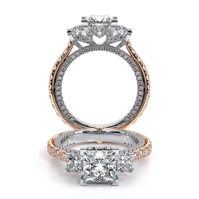 Vintage Two-Tone Three Stone Princess Cut Moissanite Engagement Ring sold by MSBLUE Jewelry