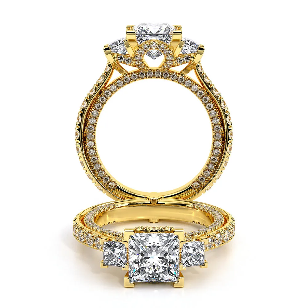 Vintage Two-Tone Three Stone Princess Cut Moissanite Engagement Ring sold by MSBLUE Jewelry product image thumbnail 2