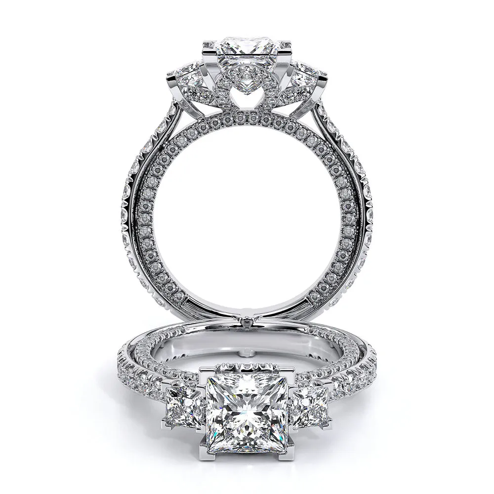 Vintage Two-Tone Three Stone Princess Cut Moissanite Engagement Ring sold by MSBLUE Jewelry product image thumbnail 3