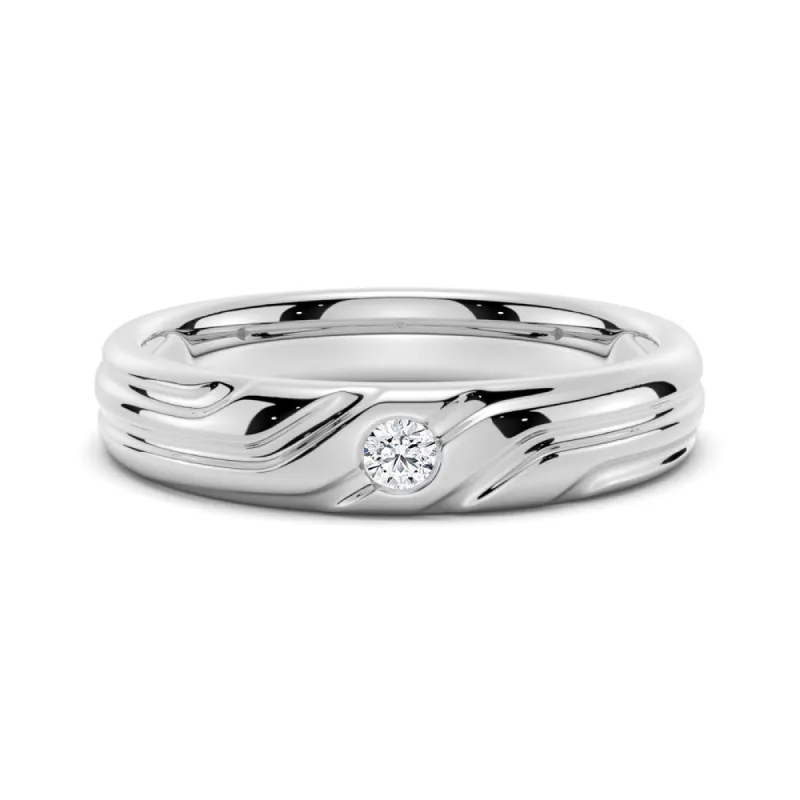 5mm Asymmetric Minimalist Moissanite Men's Wedding Ring sold by MSBLUE Jewelry