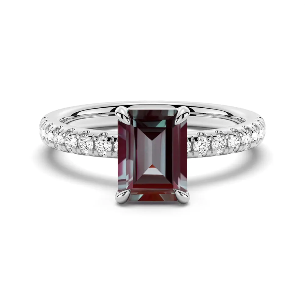 2 CT. Four Prong Emerald Cut Alexandrite Engagement Ring sold by MSBLUE Jewelry
