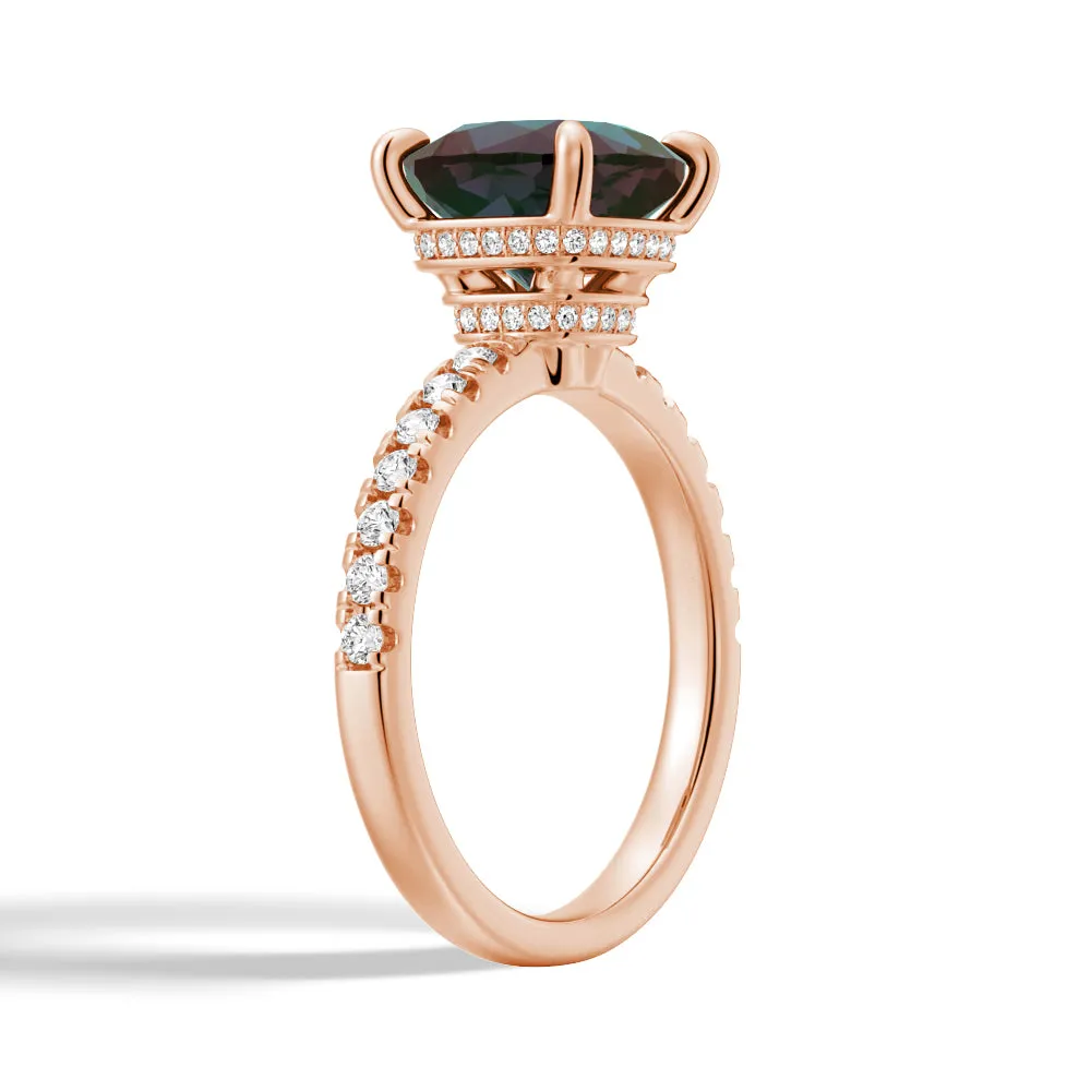 3 CT. Cushion Cut Alexandrite Engagement Ring With Double Hidden Halo sold by MSBLUE Jewelry product image thumbnail 2