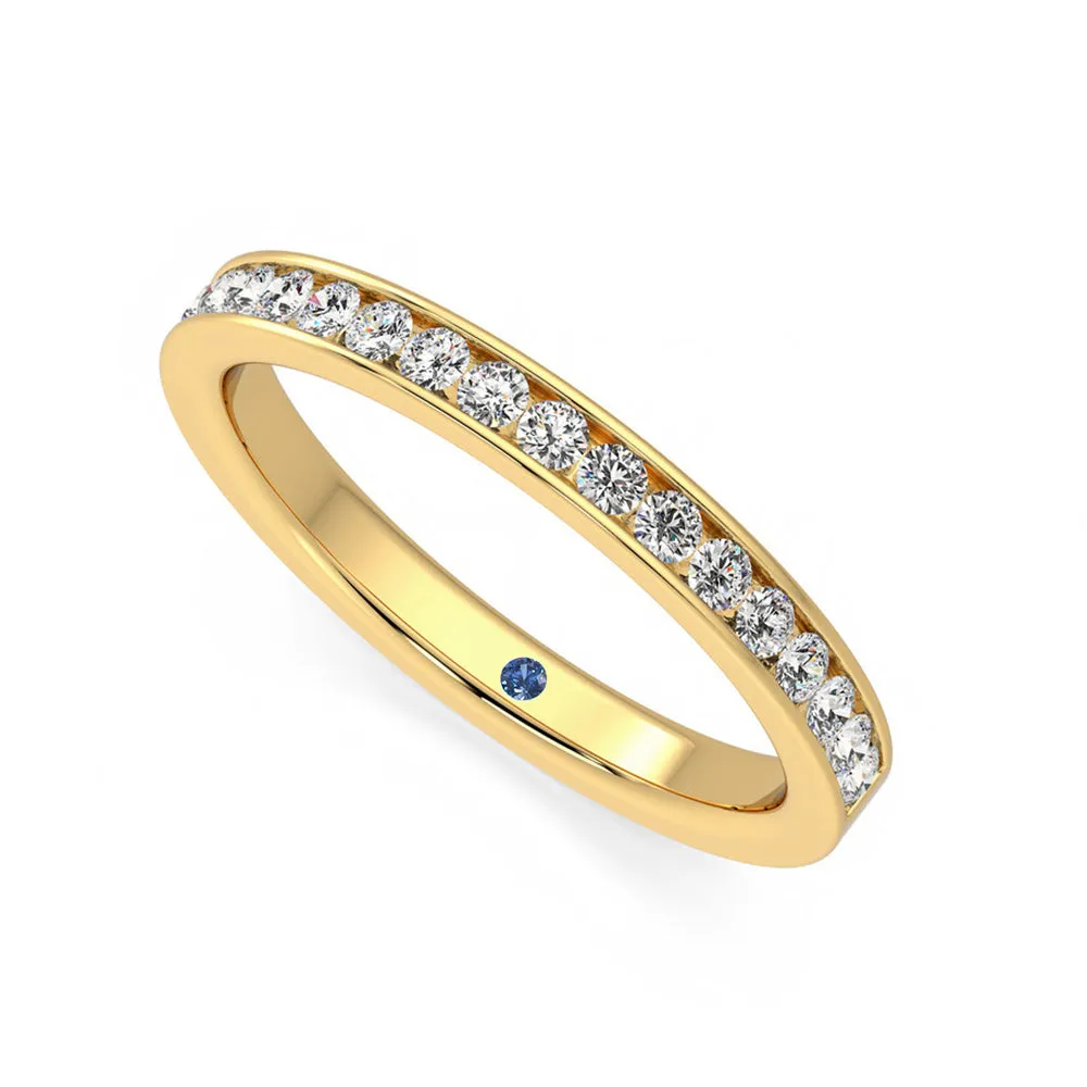 Half Eternity Channel Set Moissanite Wedding Band Anniversary Stone Accent sold by MSBLUE Jewelry product image thumbnail 5