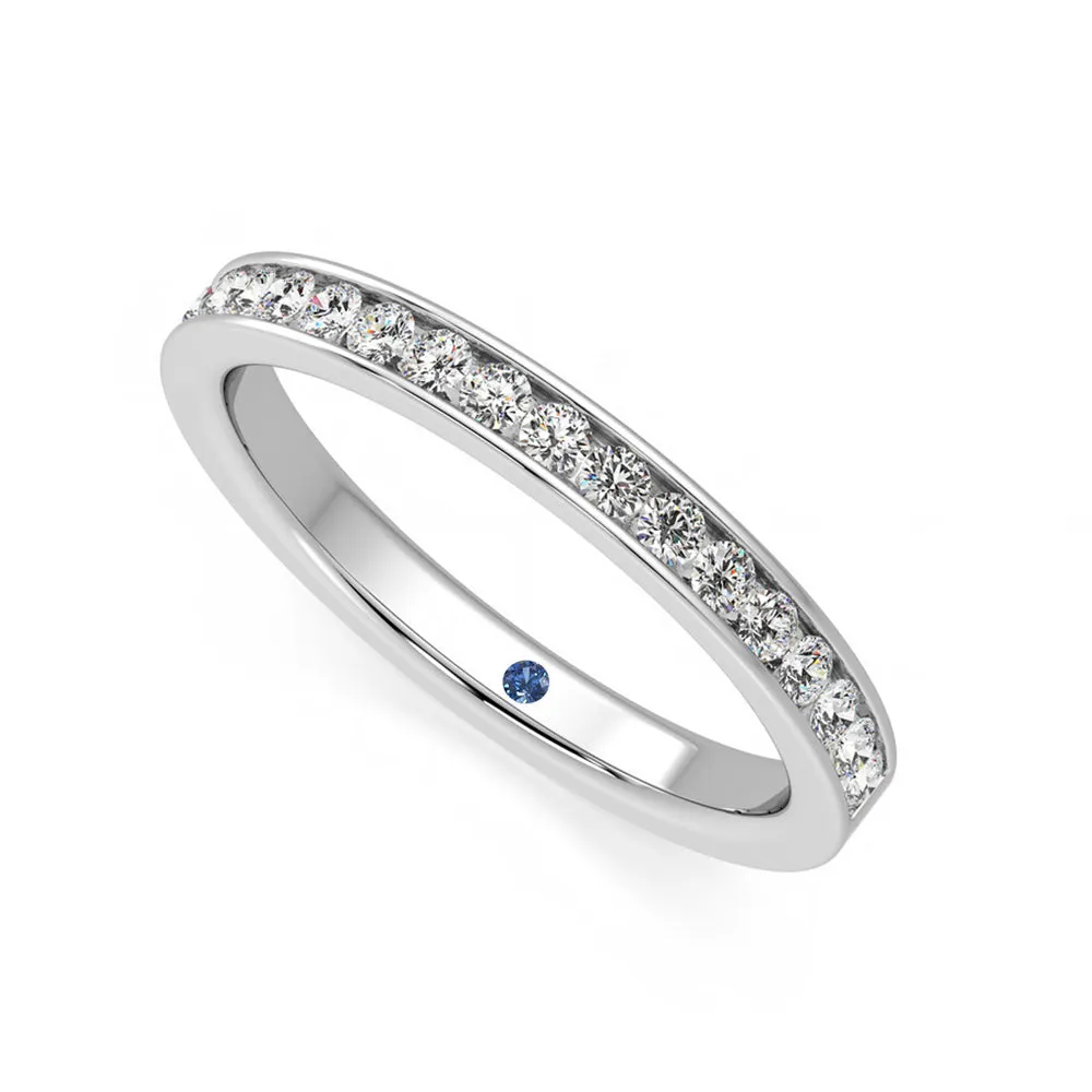 Half Eternity Channel Set Moissanite Wedding Band Anniversary Stone Accent sold by MSBLUE Jewelry product image thumbnail 2