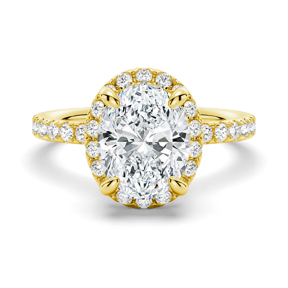 Oval-Shaped Micropavé Halo Moissanite Engagement Ring With Eternity Band sold by MSBLUE Jewelry product image thumbnail 2