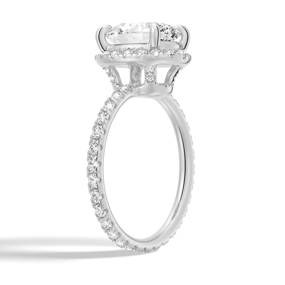 Oval-Shaped Micropavé Halo Moissanite Engagement Ring With Eternity Band sold by MSBLUE Jewelry product image thumbnail 4