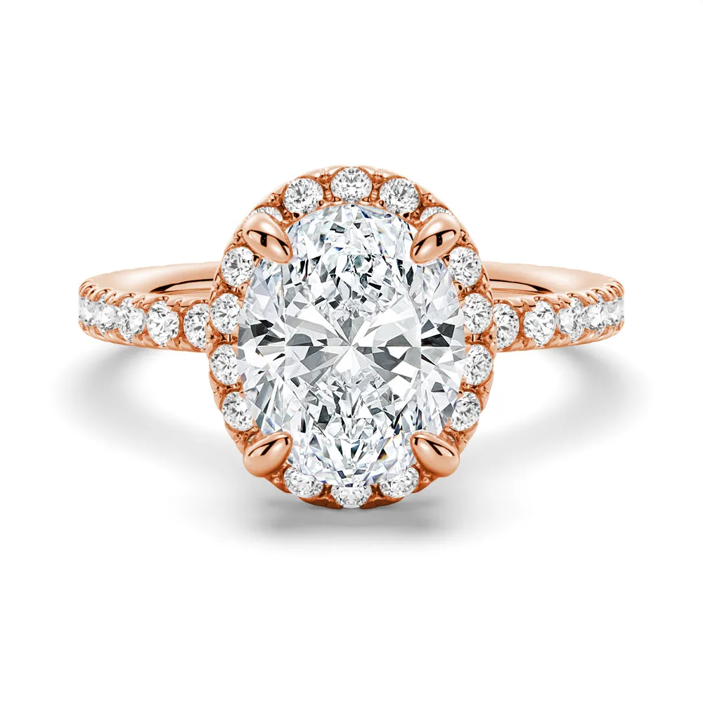 Oval-Shaped Micropavé Halo Moissanite Engagement Ring With Eternity Band sold by MSBLUE Jewelry product image thumbnail 3