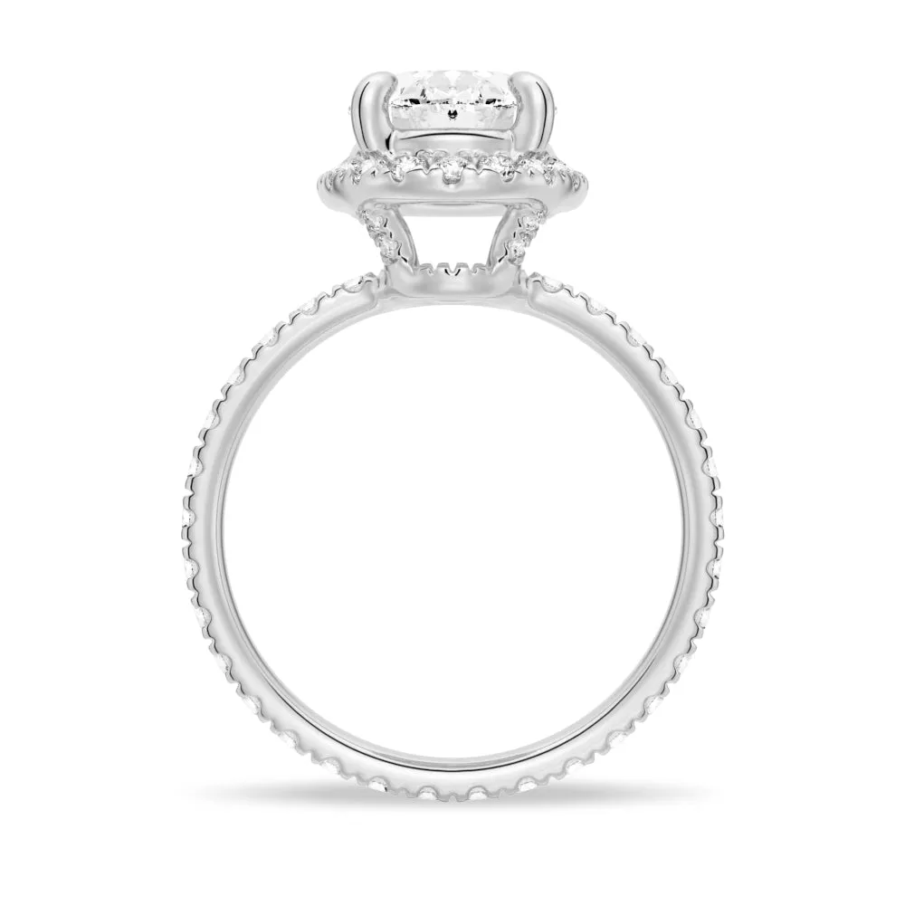 Oval-Shaped Micropavé Halo Moissanite Engagement Ring With Eternity Band sold by MSBLUE Jewelry product image thumbnail 5