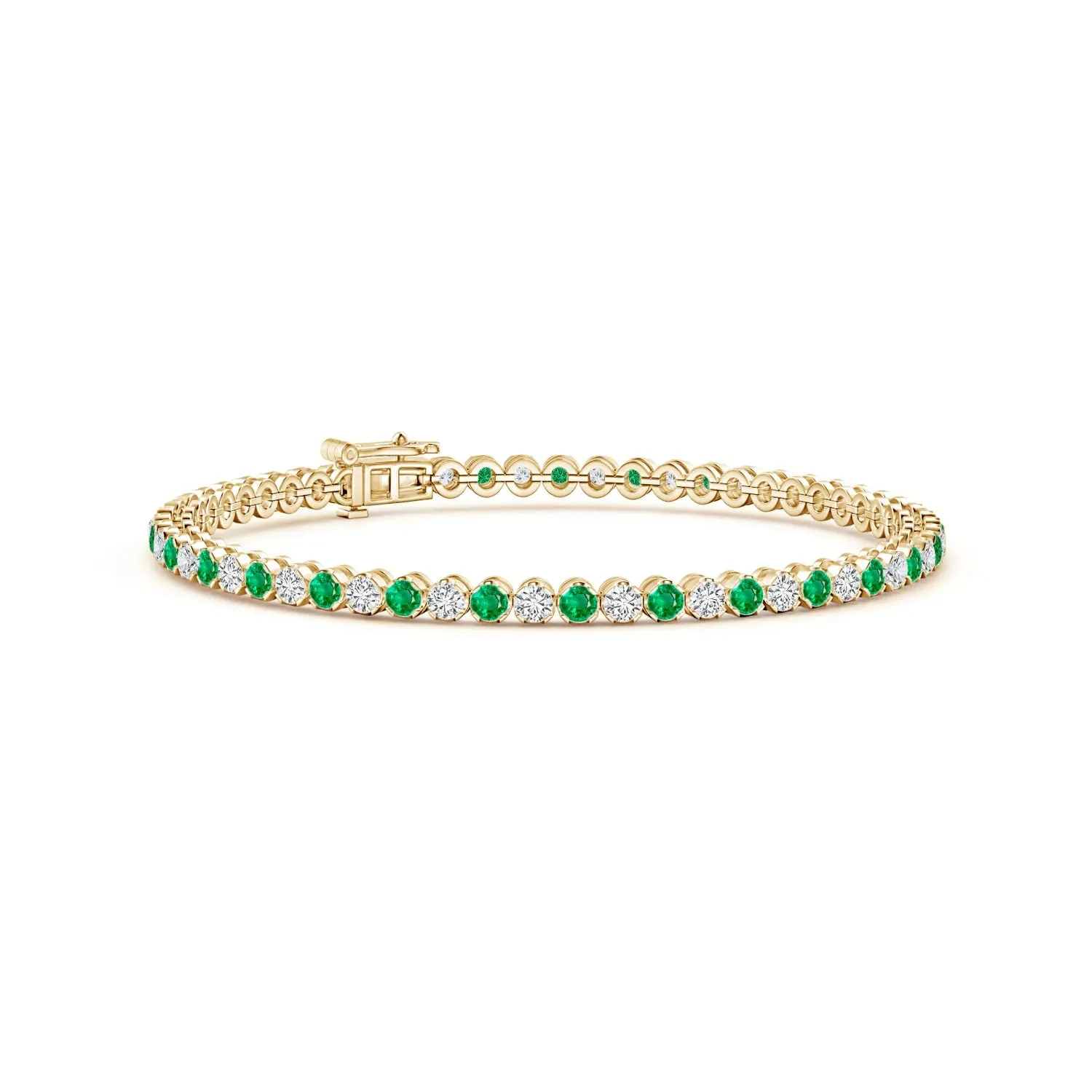 2.96 CT. Classic Round Emerald and White Sapphire Tennis Bracelet sold by MSBLUE Jewelry
