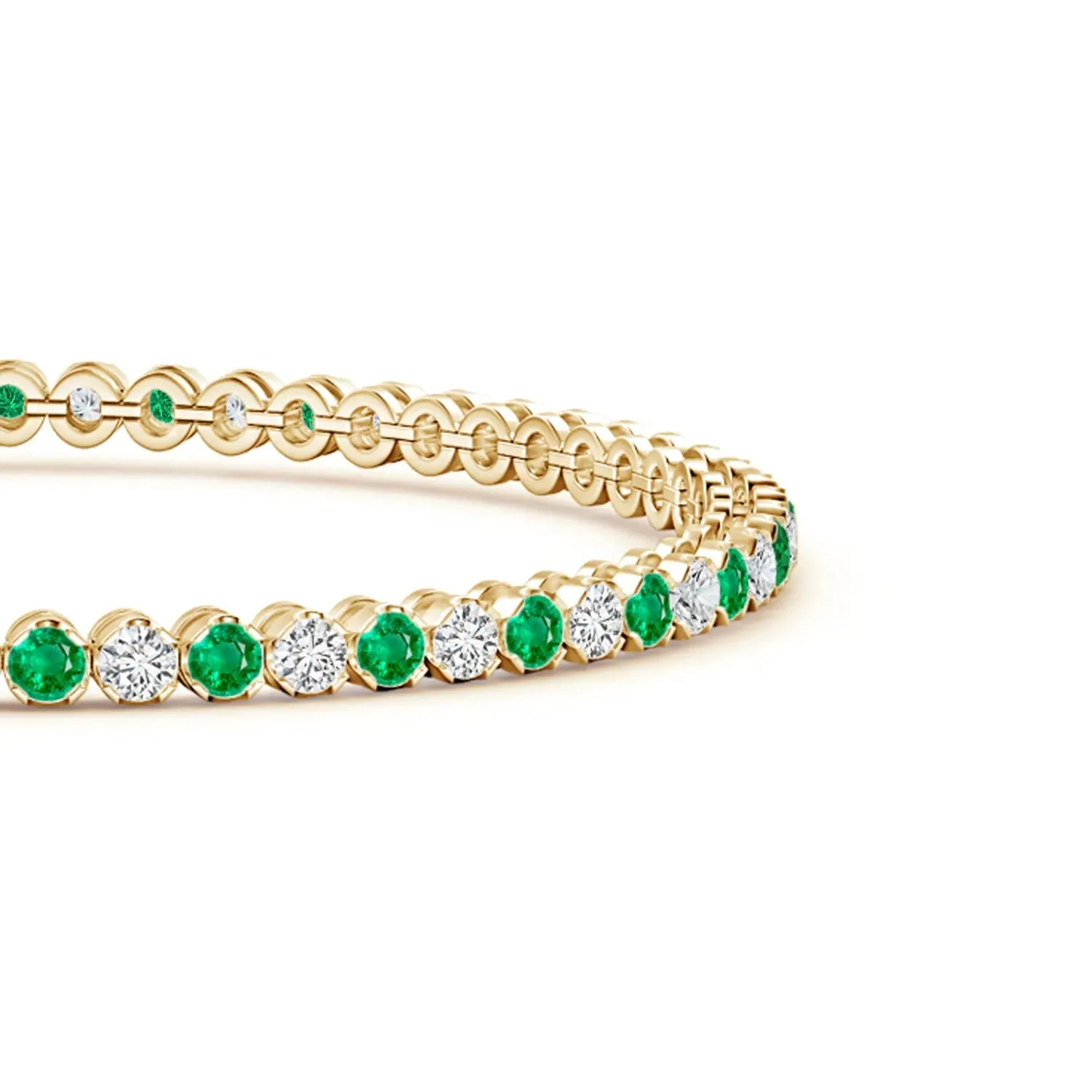 2.96 CT. Classic Round Emerald and White Sapphire Tennis Bracelet sold by MSBLUE Jewelry product image thumbnail 2