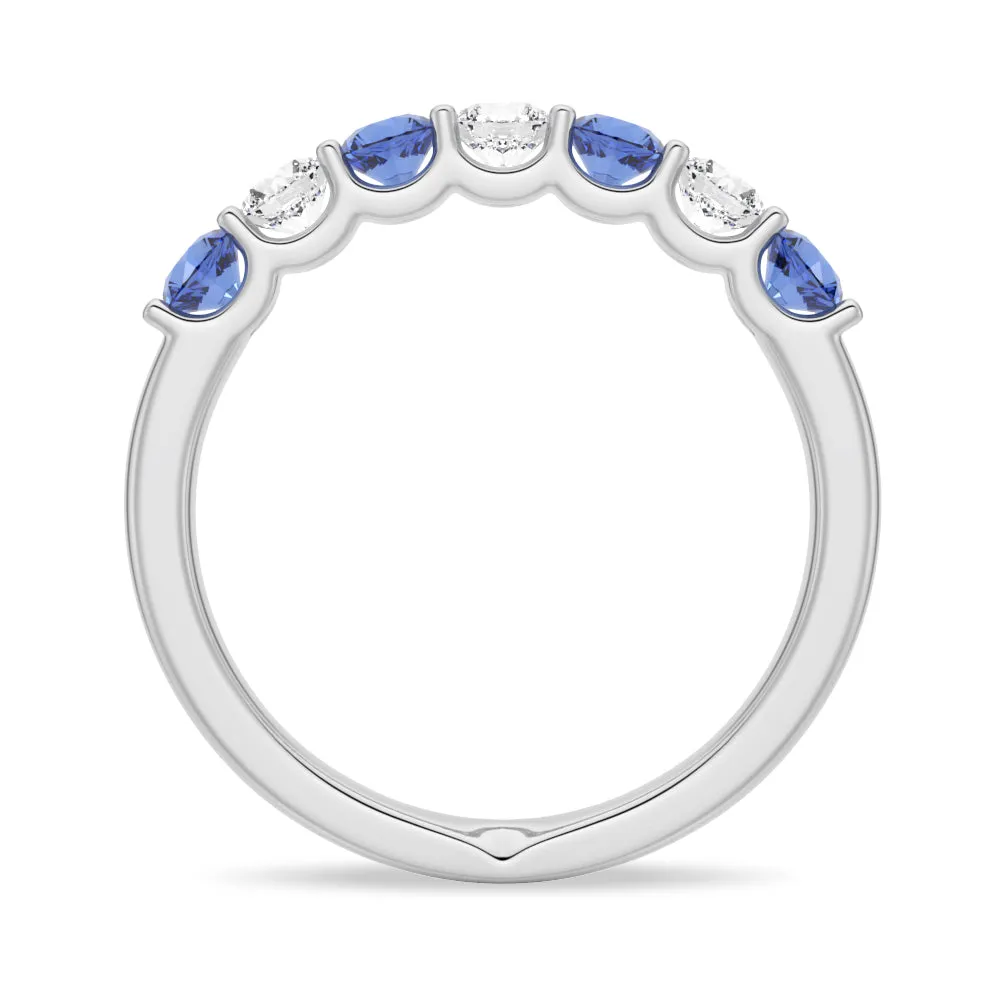 Blue Sapphire and Moissanite Anniversary Band sold by MSBLUE Jewelry product image thumbnail 4