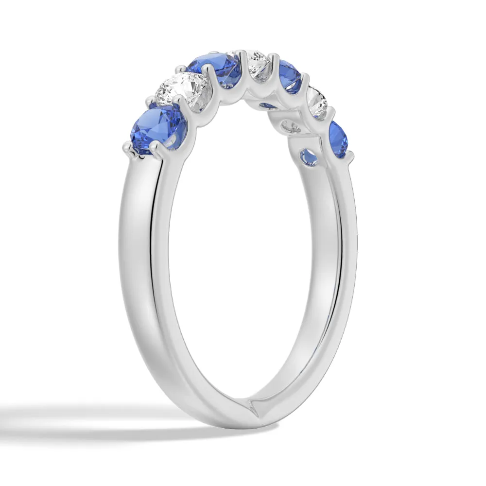Blue Sapphire and Moissanite Anniversary Band sold by MSBLUE Jewelry product image thumbnail 2