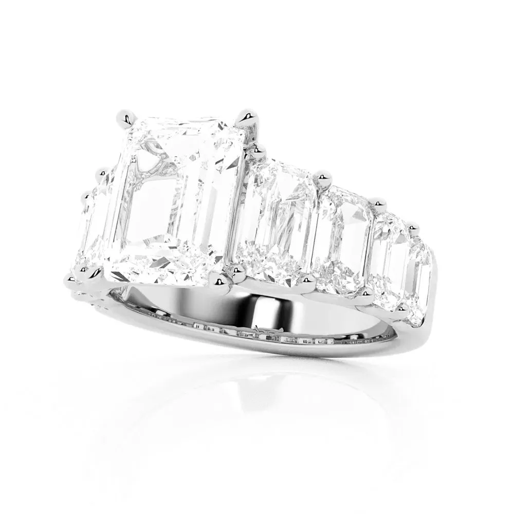 Multi-Stone Emerald Cut Moissanite Vintage Engagement Ring sold by MSBLUE Jewelry product image thumbnail 4