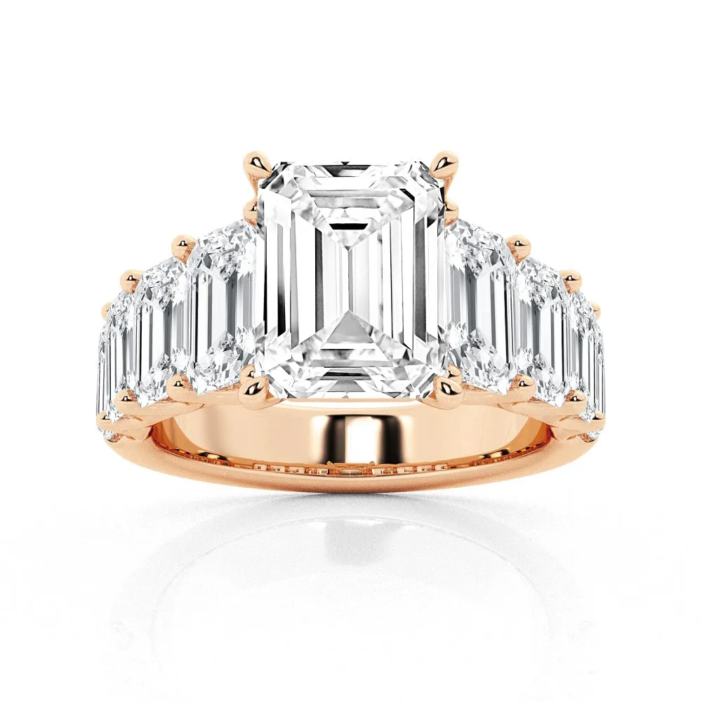 Multi-Stone Emerald Cut Moissanite Vintage Engagement Ring sold by MSBLUE Jewelry product image thumbnail 3