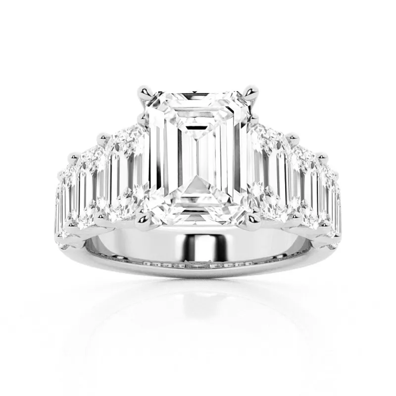 Multi-Stone Emerald Cut Moissanite Vintage Engagement Ring sold by MSBLUE Jewelry