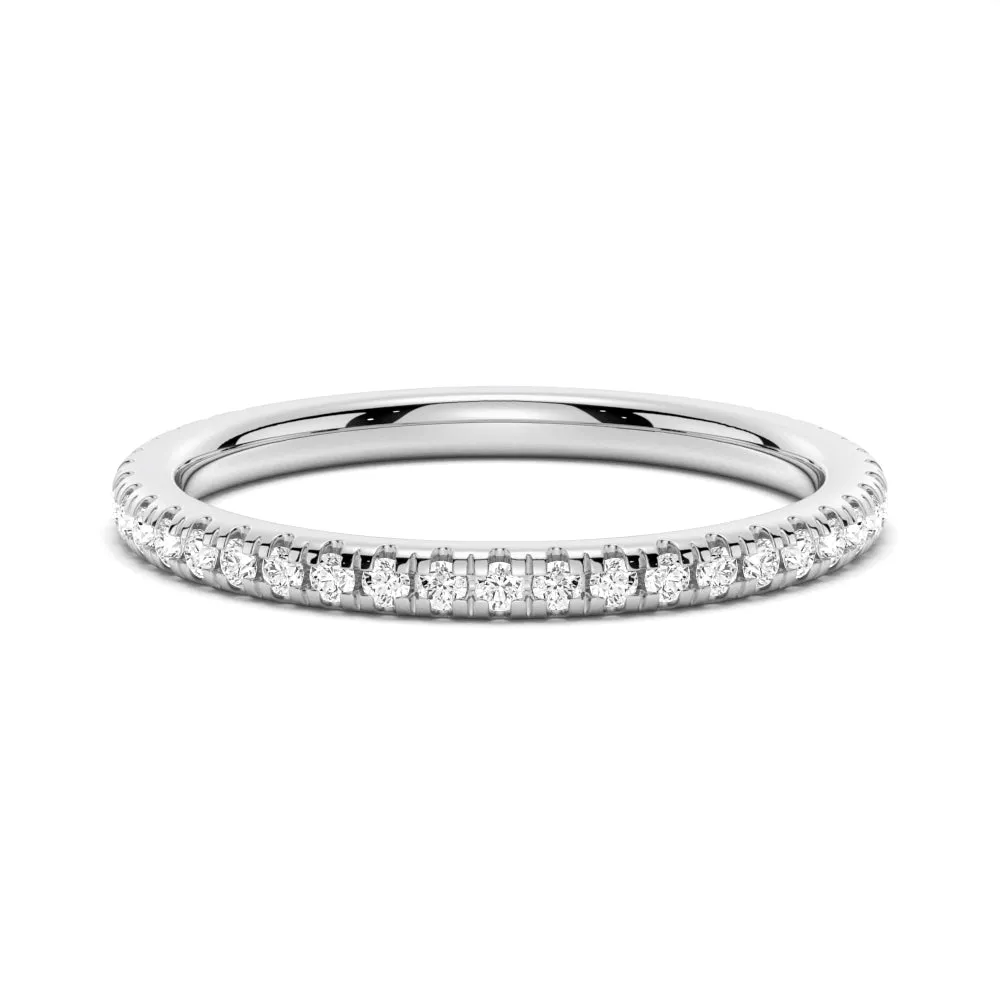 Petite Pavé Round Moissanite Half Eternity Band sold by MSBLUE Jewelry