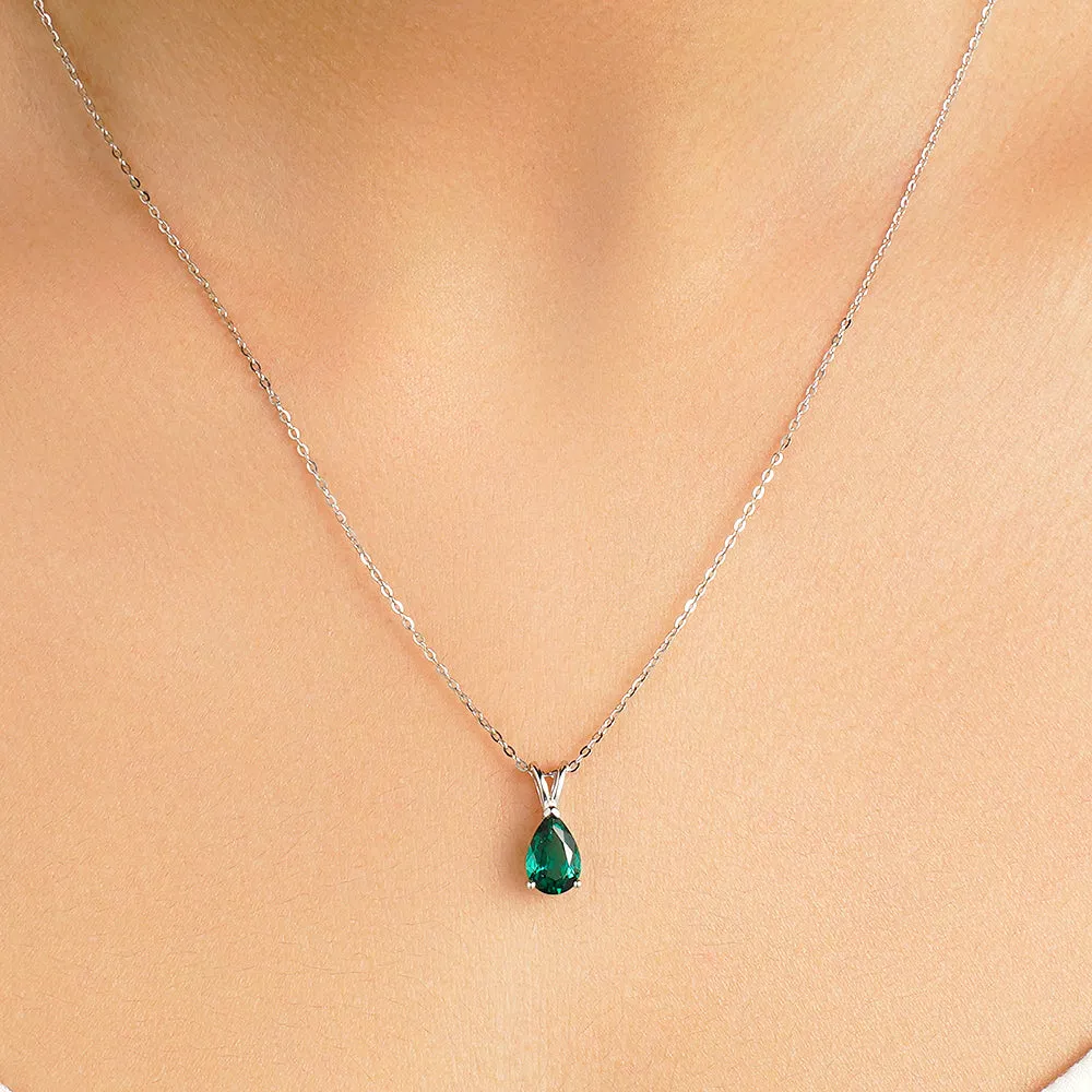1.5 CT. Pear Shaped Emerald Solitaire Pendant sold by MSBLUE Jewelry product image thumbnail 3