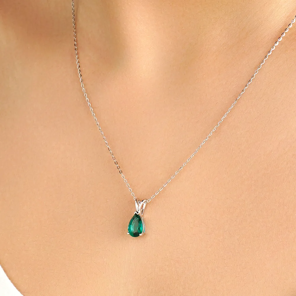 1.5 CT. Pear Shaped Emerald Solitaire Pendant sold by MSBLUE Jewelry product image thumbnail 4