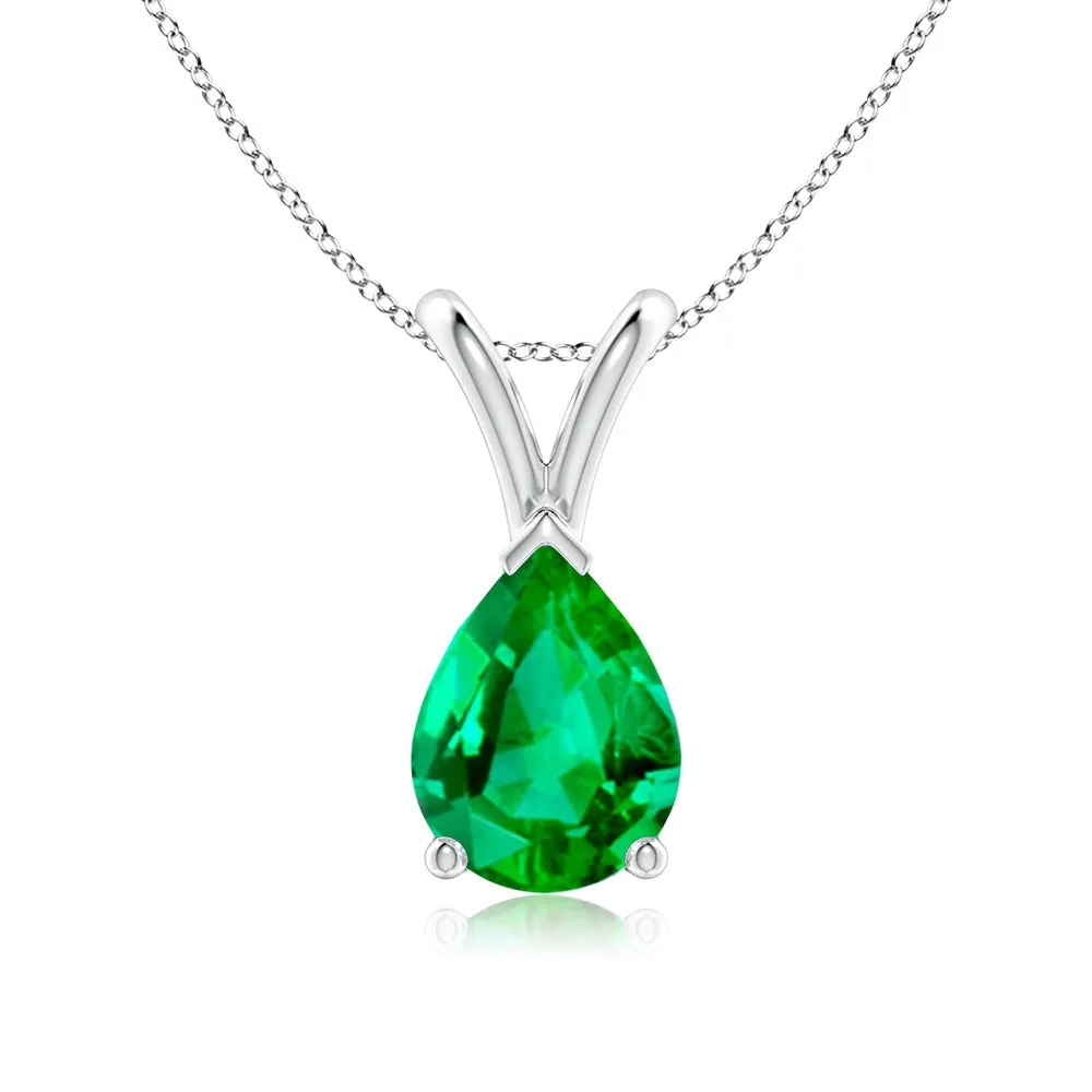 1.5 CT. Pear Shaped Emerald Solitaire Pendant sold by MSBLUE Jewelry