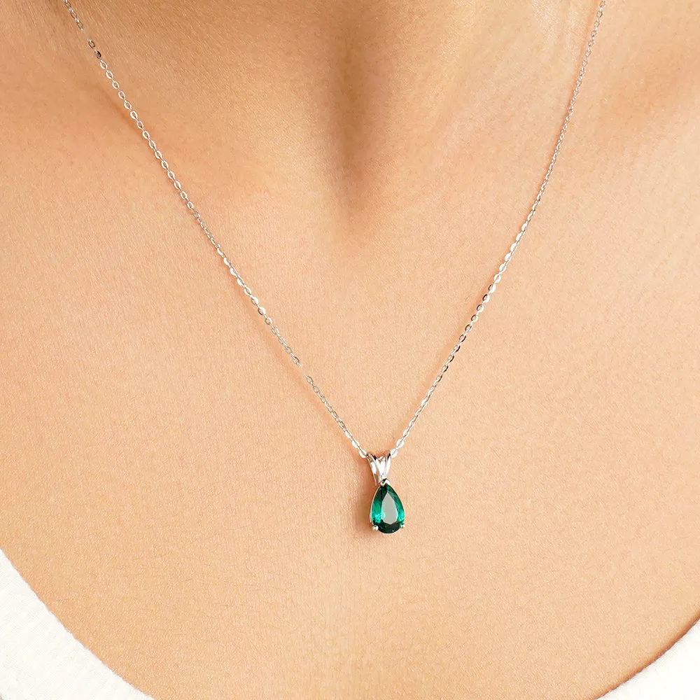 1.5 CT. Pear Shaped Emerald Solitaire Pendant sold by MSBLUE Jewelry product image thumbnail 5