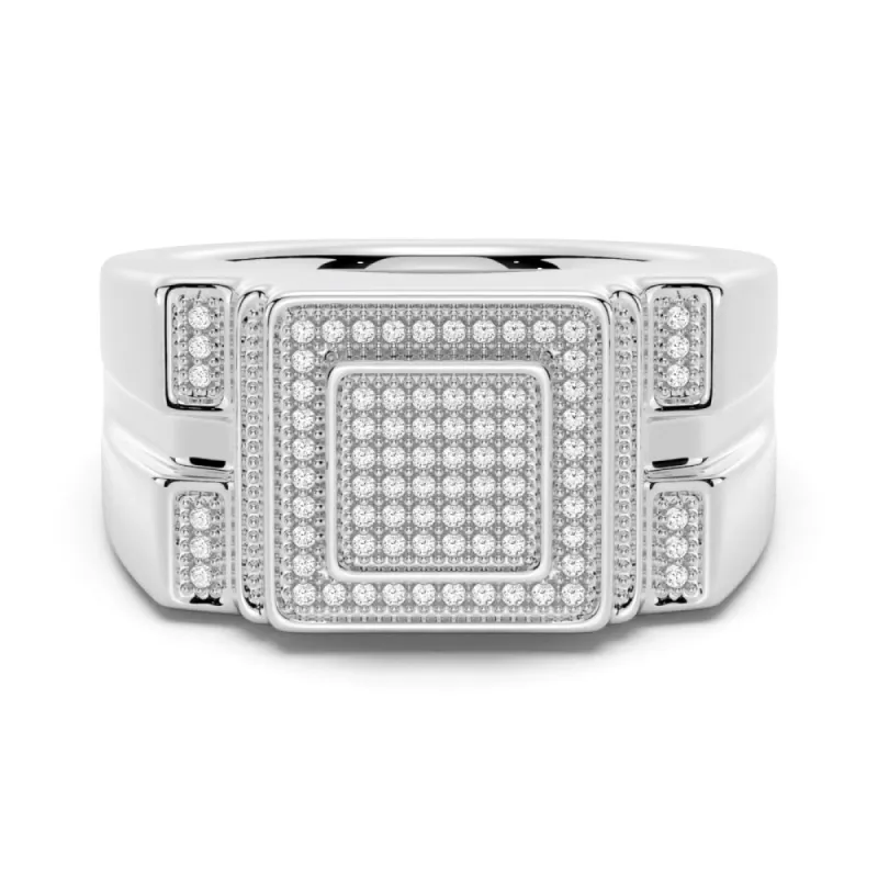 12mm Moissanite Micro Pave Square Stepped Men's Wedding Ring sold by MSBLUE Jewelry