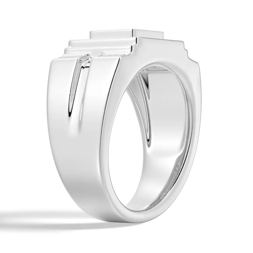 12mm Moissanite Micro Pave Square Stepped Men's Wedding Ring sold by MSBLUE Jewelry product image thumbnail 4