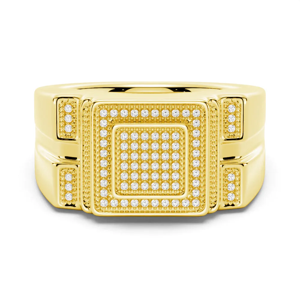 12mm Moissanite Micro Pave Square Stepped Men's Wedding Ring sold by MSBLUE Jewelry product image thumbnail 2