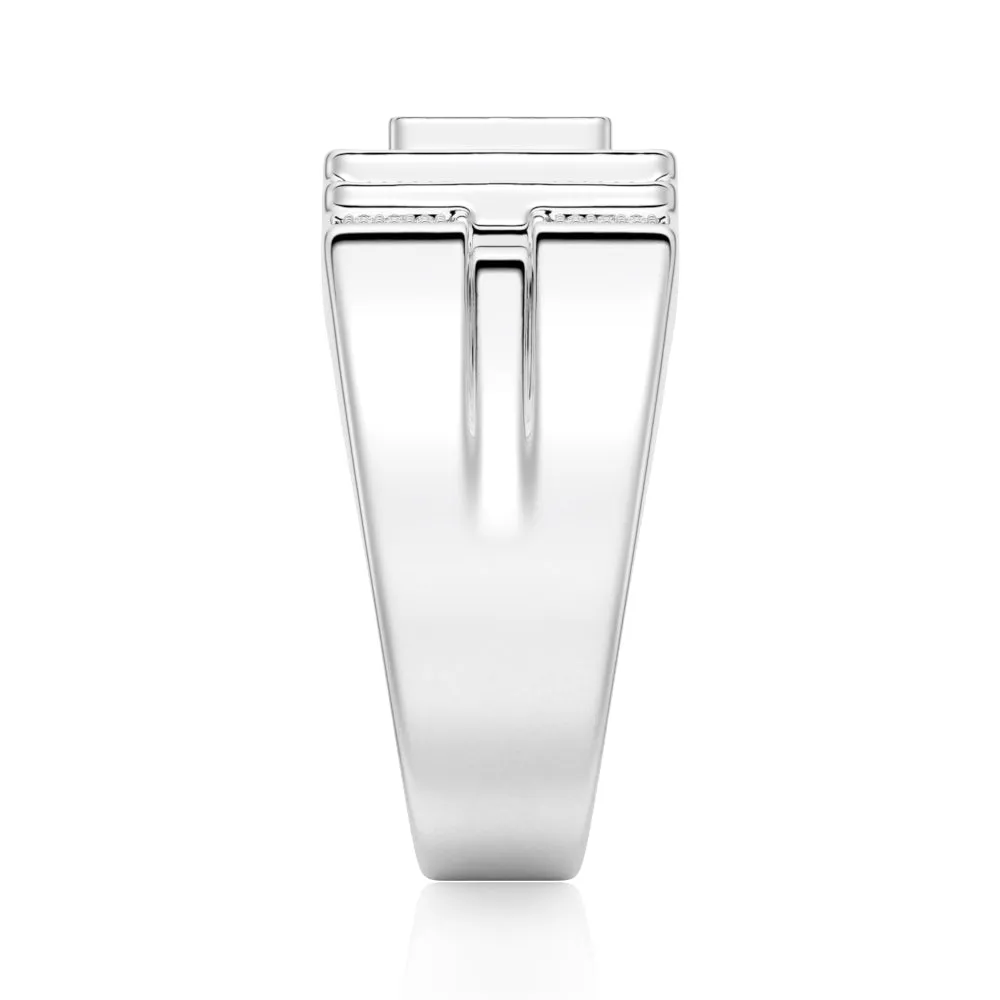 12mm Moissanite Micro Pave Square Stepped Men's Wedding Ring sold by MSBLUE Jewelry product image thumbnail 5