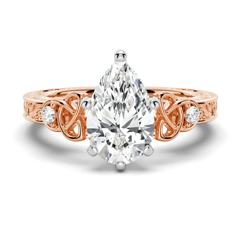 Vintage Celtic Knots Design Pear Shaped Moissanite Engagement Ring sold by MSBLUE Jewelry product image thumbnail 3