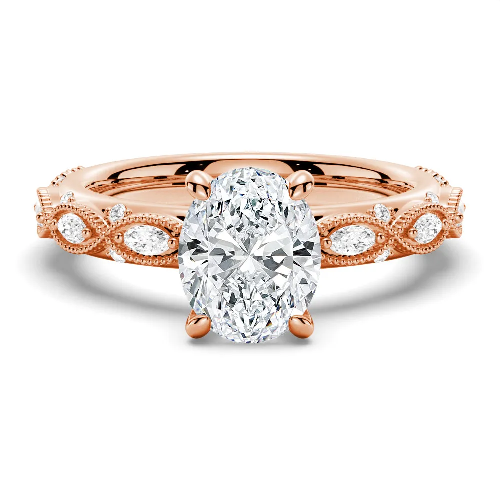 Vintage Infinity Milgrain Oval Moissanite Engagement Ring sold by MSBLUE Jewelry product image thumbnail 3