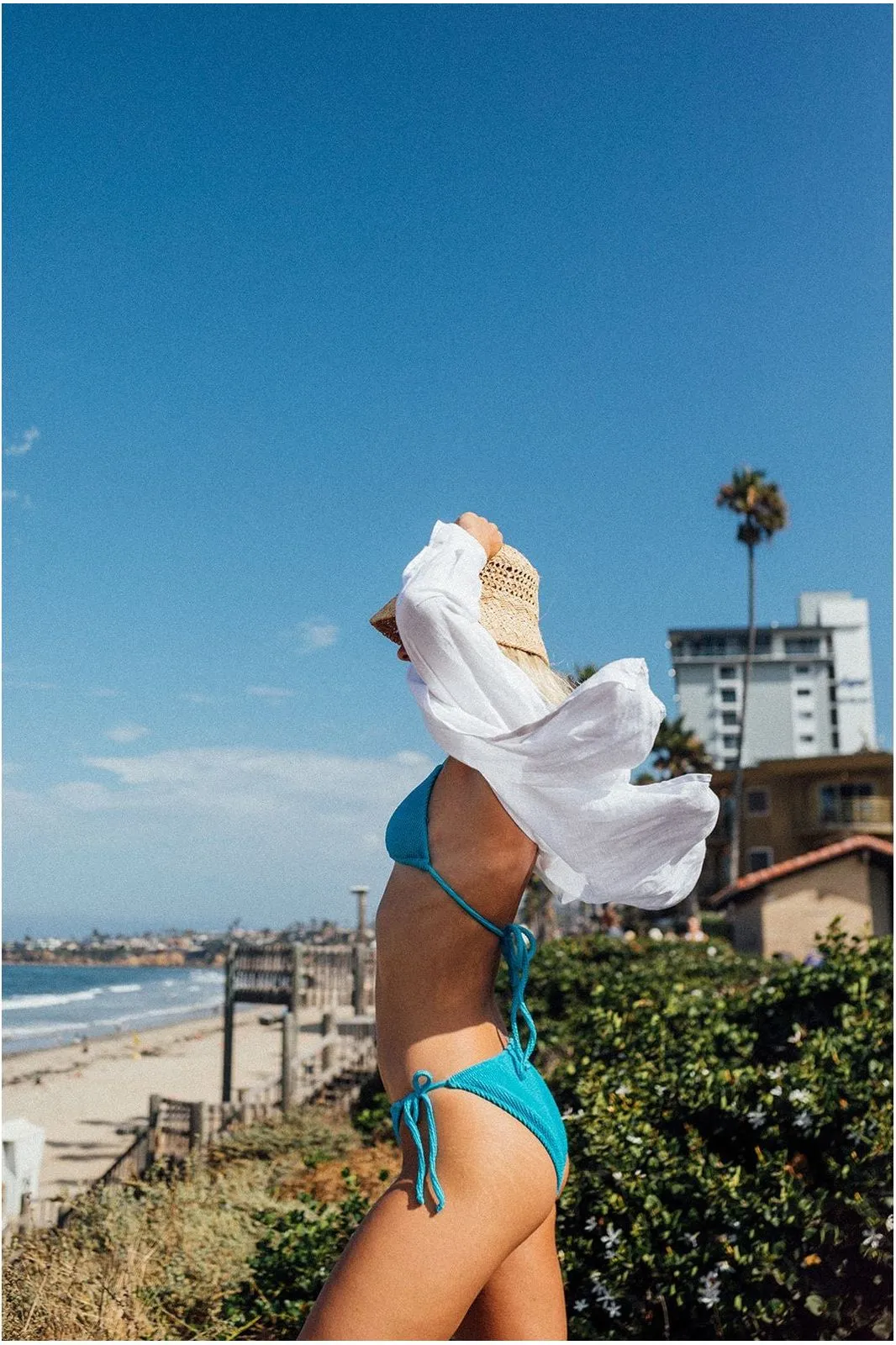 Maui String-Tie Bikini Bottoms - Aruba Blue Crinkle sold by Sabal Swim product image thumbnail 3