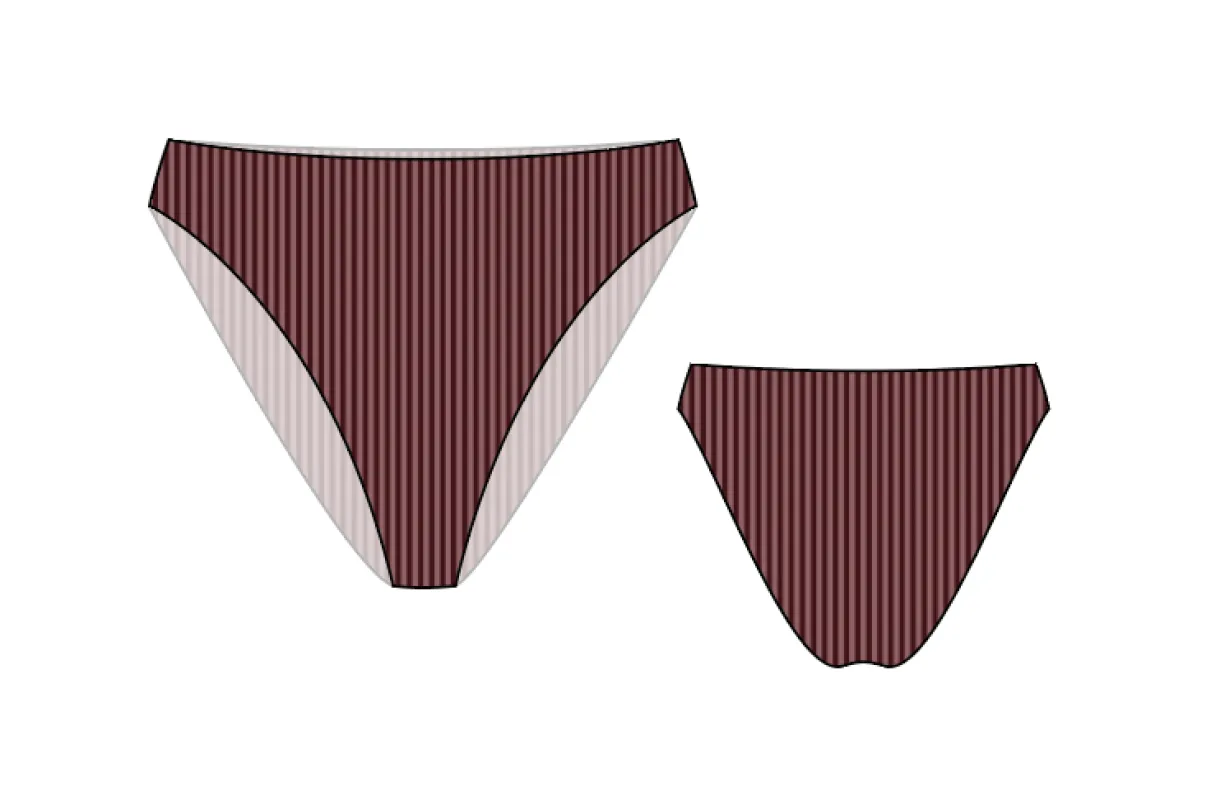High Waist Keys Bikini Bottoms - Brown Ribbed sold by Sabal Swim