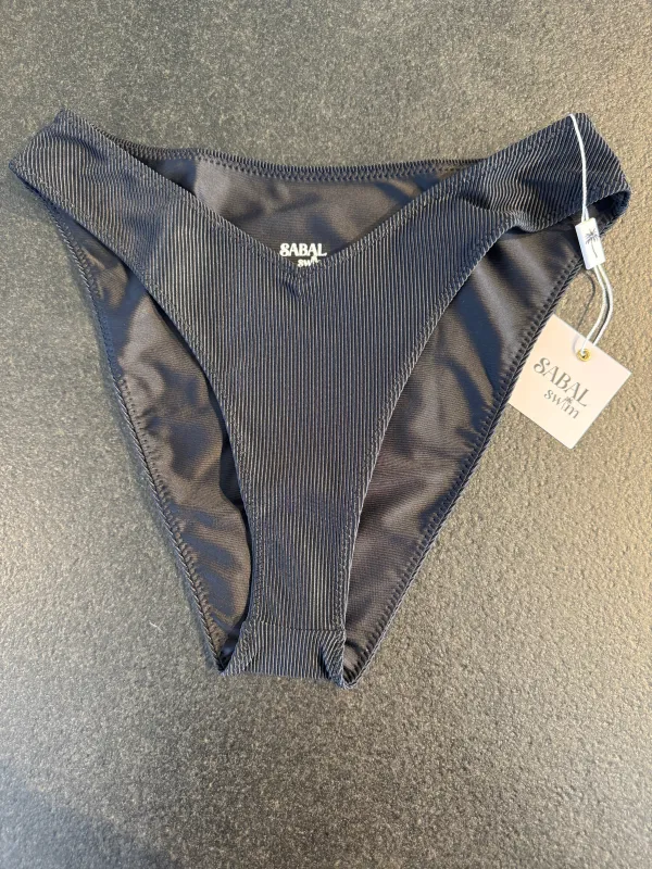 V-Front Bikini Bottoms - Black Ribbed sold by Sabal Swim