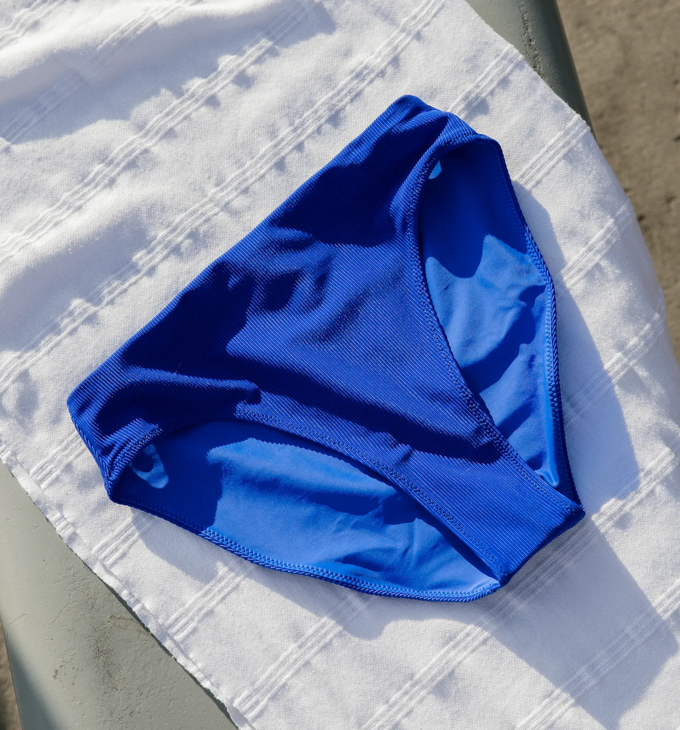 High Waist Keys Bikini Bottoms - Mediterranean Blue Ribbed sold by Sabal Swim