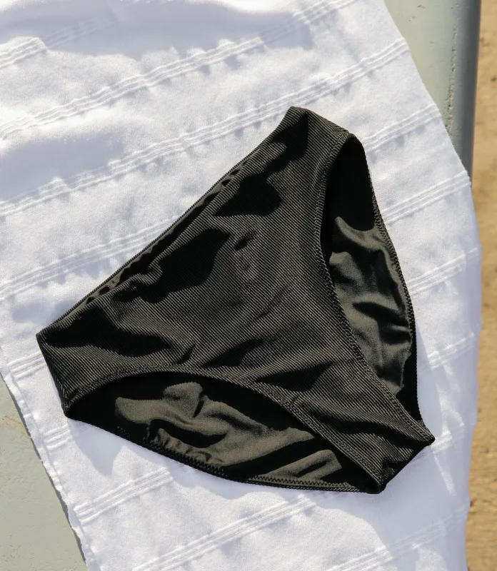 High Waist Keys Bikini Bottoms - Black Ribbed sold by Sabal Swim