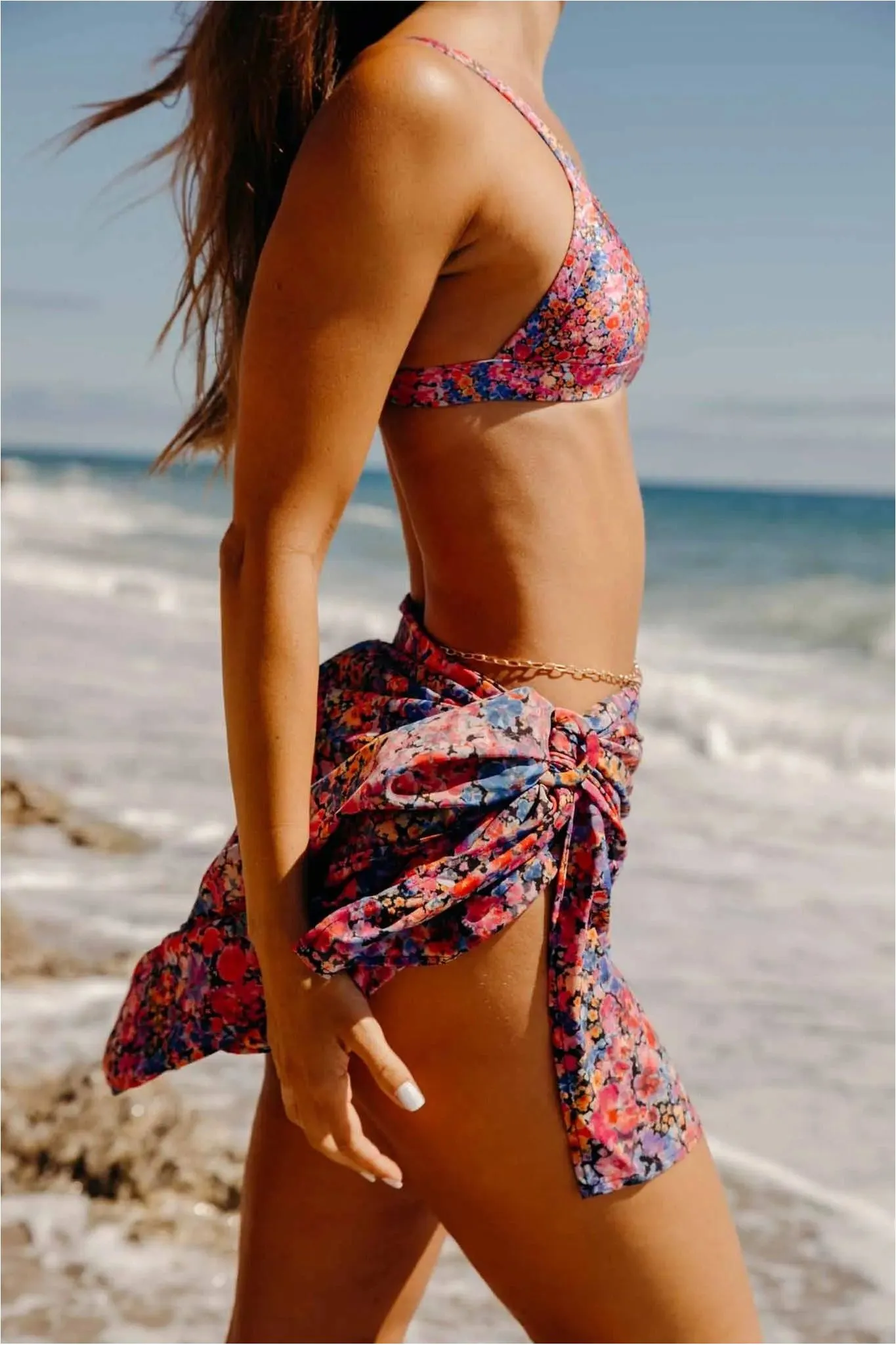 Short Wrap Sarong with Buckle - Tropical Punch sold by Sabal Swim product image thumbnail 3