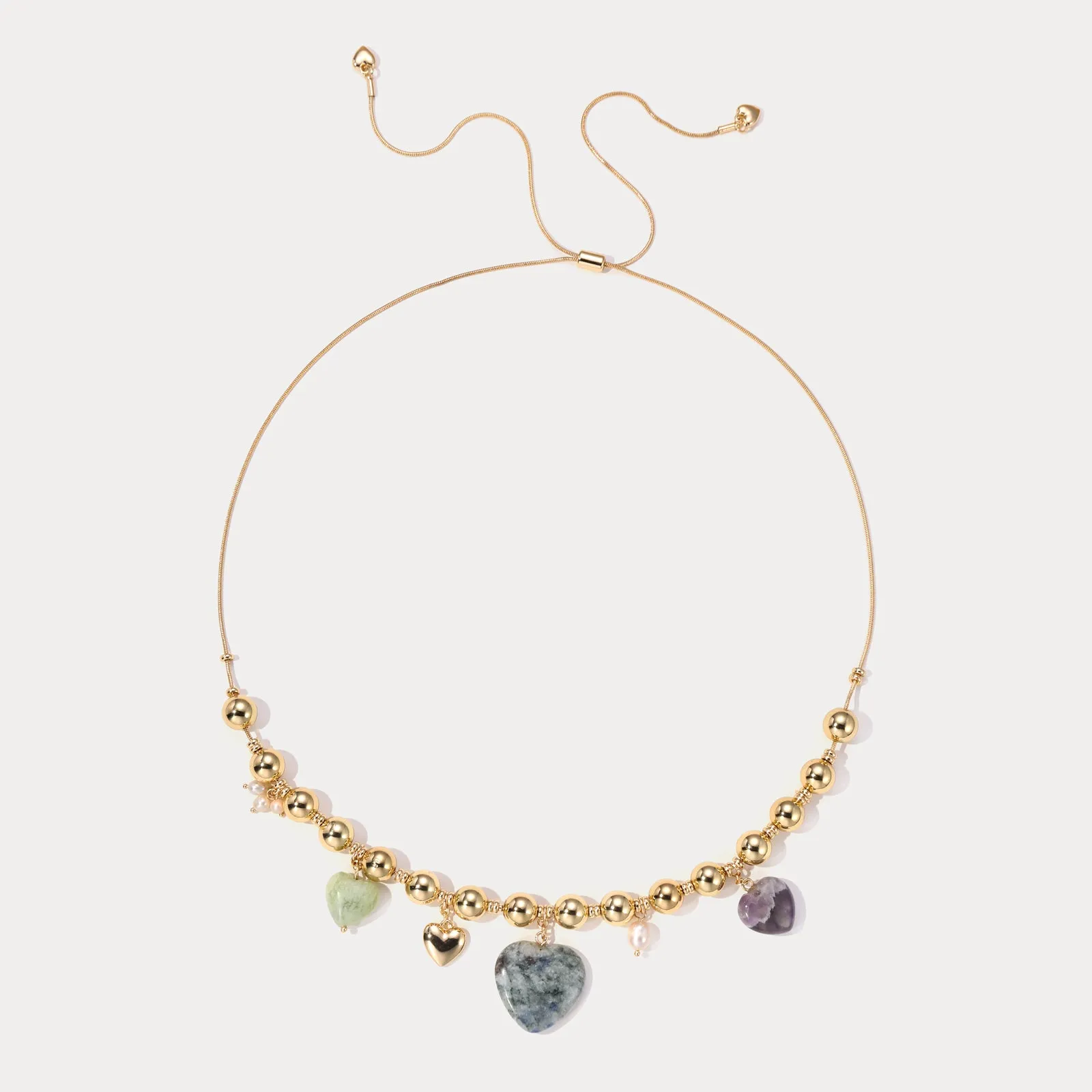 Natural Stone Heart Necklace with Pearl sold by Selenichast product image thumbnail 5