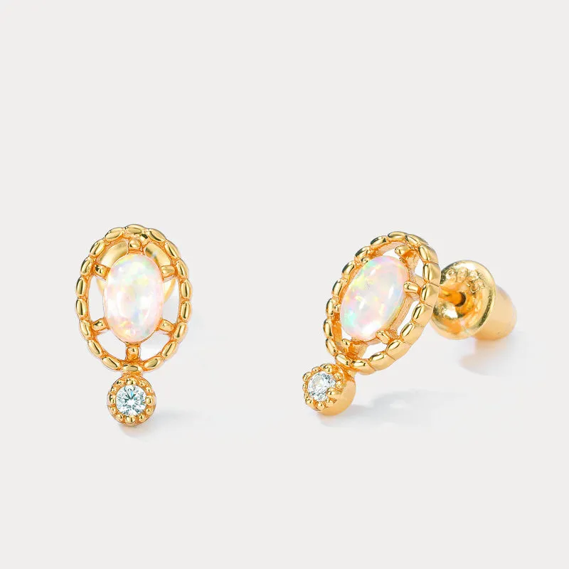 Oval Opal Stud Earrings sold by Selenichast product image thumbnail 2
