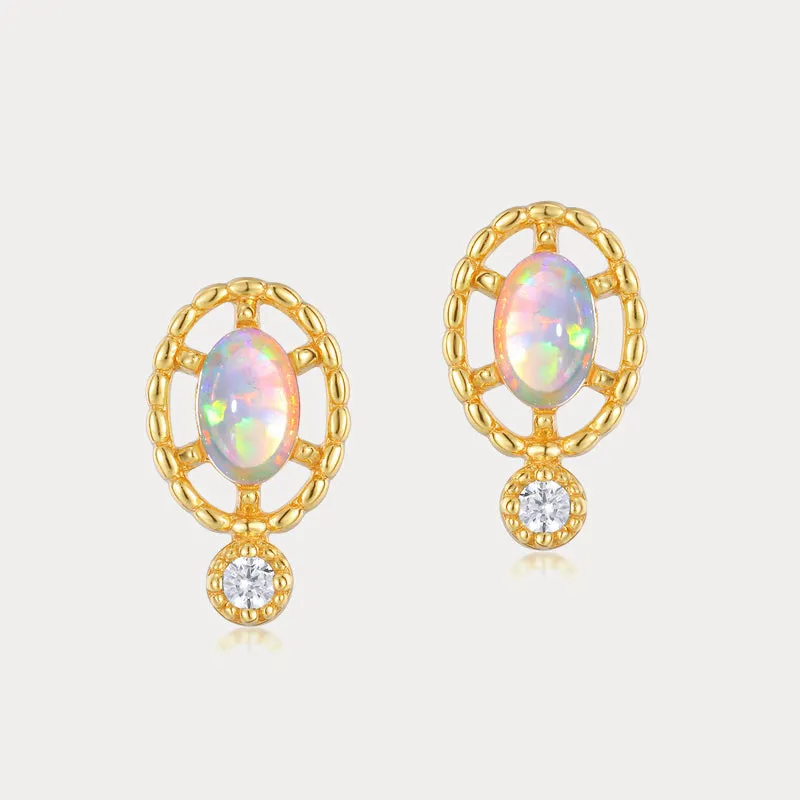 Oval Opal Stud Earrings sold by Selenichast