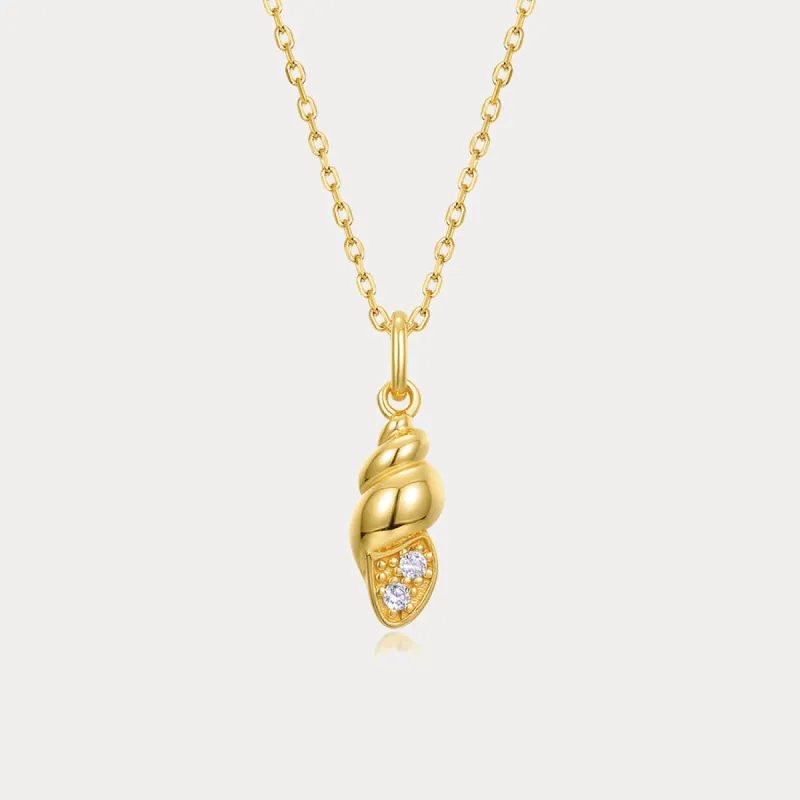 Gold Conch Shell Necklace sold by Selenichast