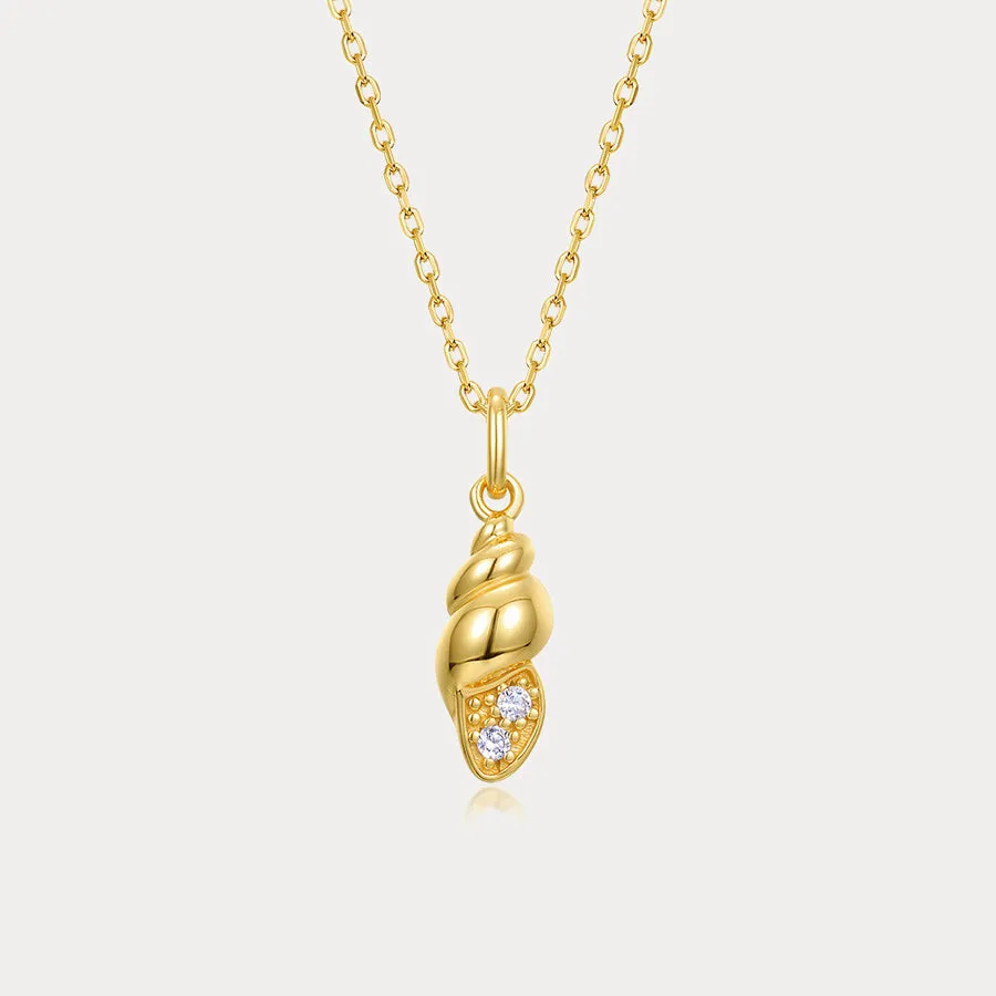 Gold Conch Shell Necklace sold by Selenichast
